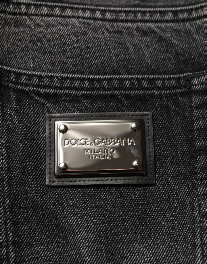 Dolce &amp; Gabbana Dark Gray Cotton Baggy Cargo Men Denim Jeans