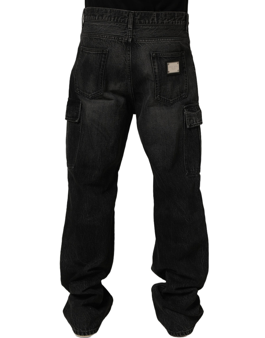 Dolce &amp; Gabbana Dark Gray Cotton Baggy Cargo Men Denim Jeans