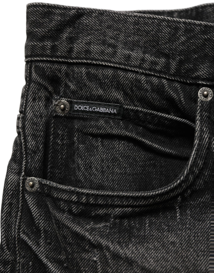 Dolce &amp; Gabbana Dark Gray Cotton Baggy Cargo Men Denim Jeans