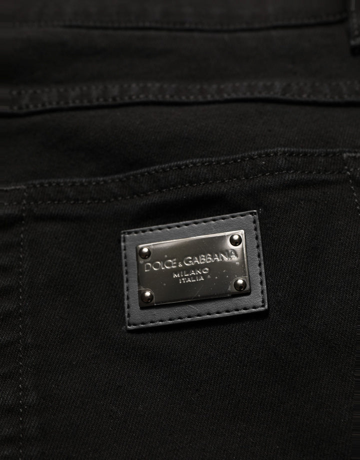 Dolce &amp; Gabbana Black CottonStretch Regular Skinny Denim Jeans