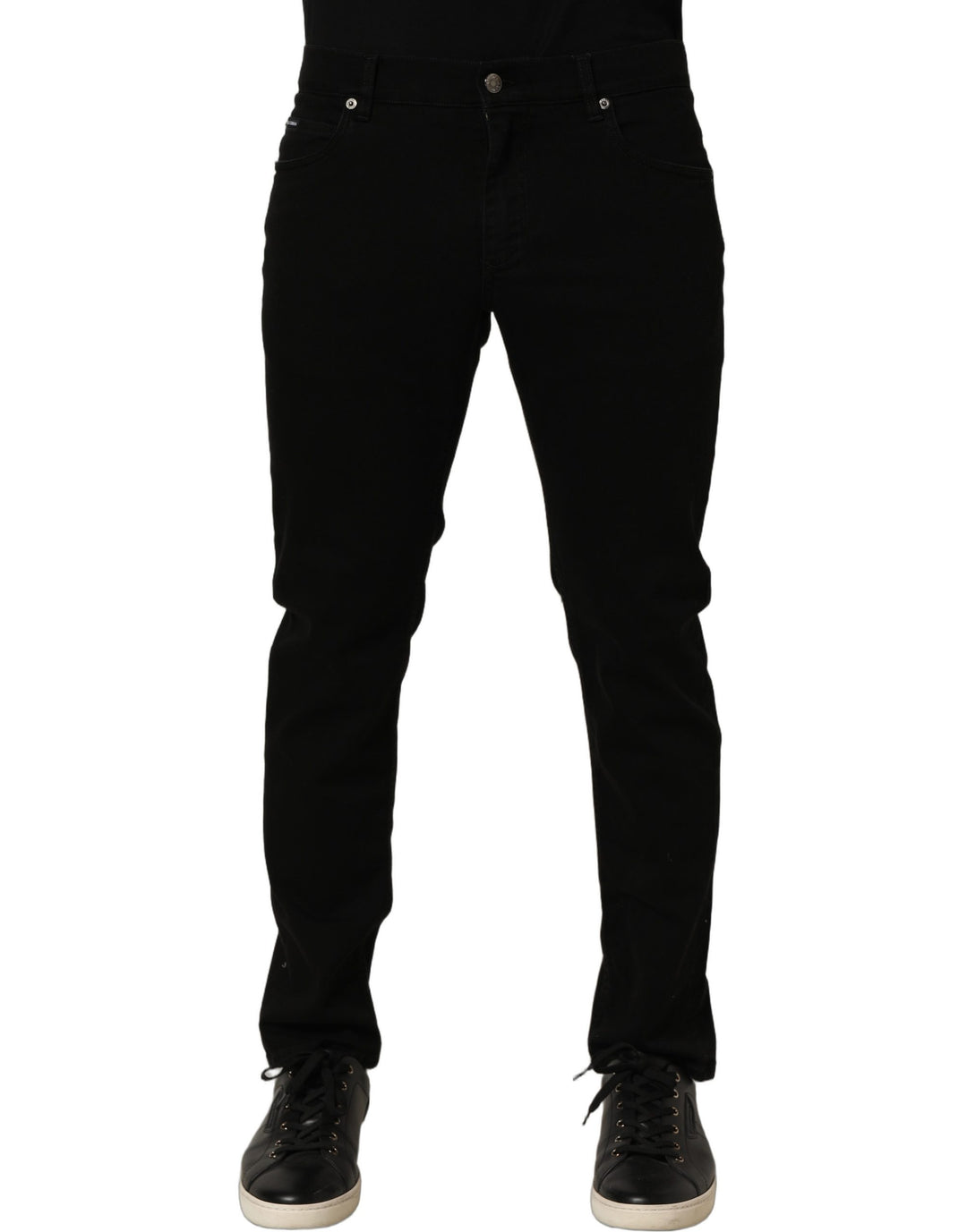 Dolce &amp; Gabbana Black CottonStretch Regular Skinny Denim Jeans