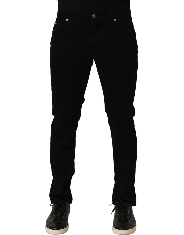 Dolce &amp; Gabbana Black CottonStretch Regular Skinny Denim Jeans