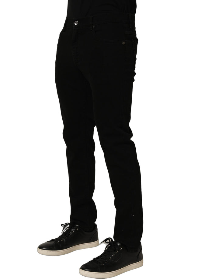Dolce &amp; Gabbana Black CottonStretch Regular Skinny Denim Jeans