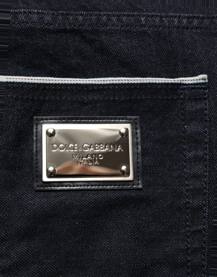 Dolce &amp; Gabbana Black Cotton Stretch Straight Men Denim Jeans