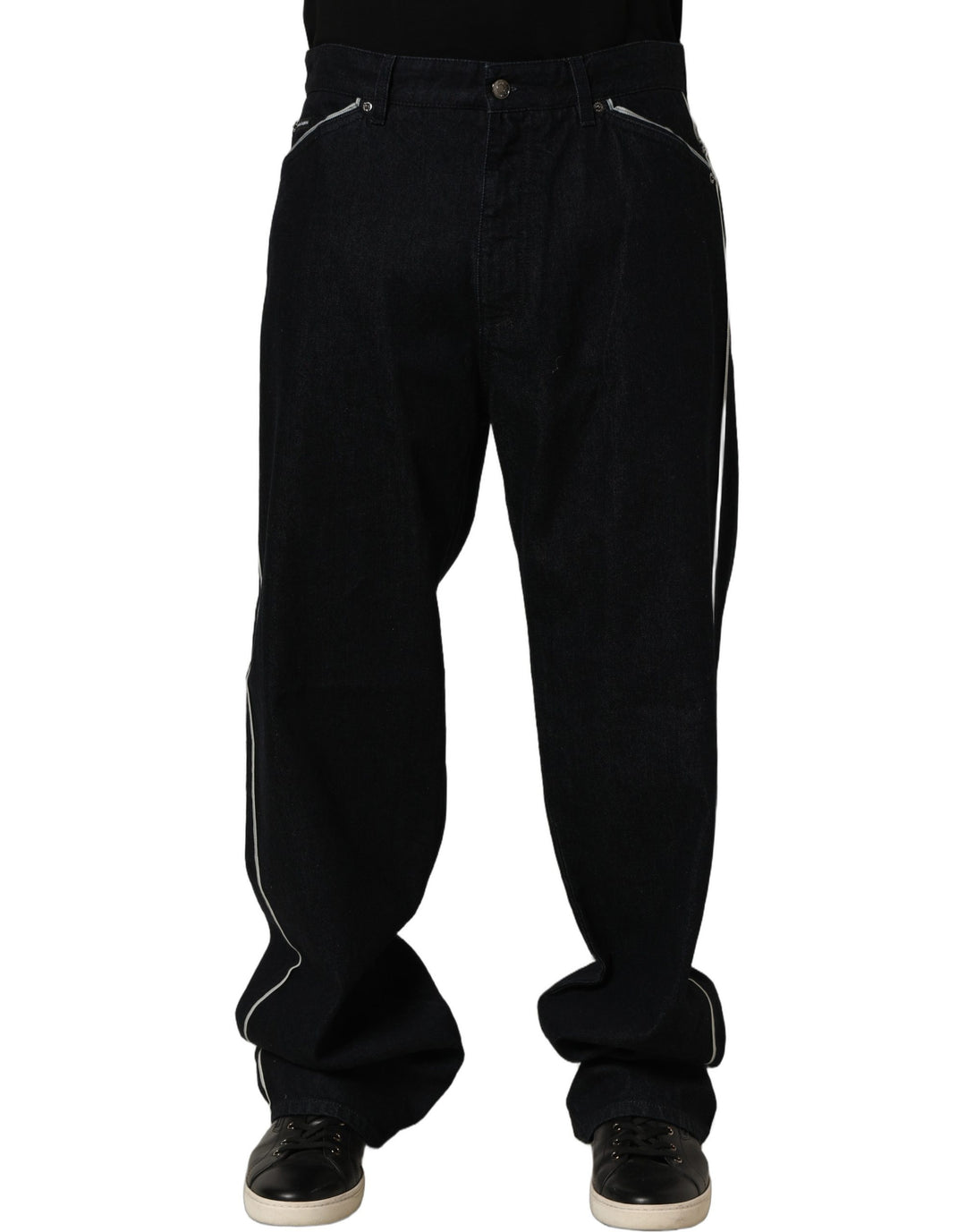 Dolce &amp; Gabbana Black Cotton Stretch Straight Men Denim Jeans