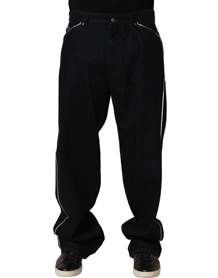Dolce &amp; Gabbana Black Cotton Stretch Straight Men Denim Jeans