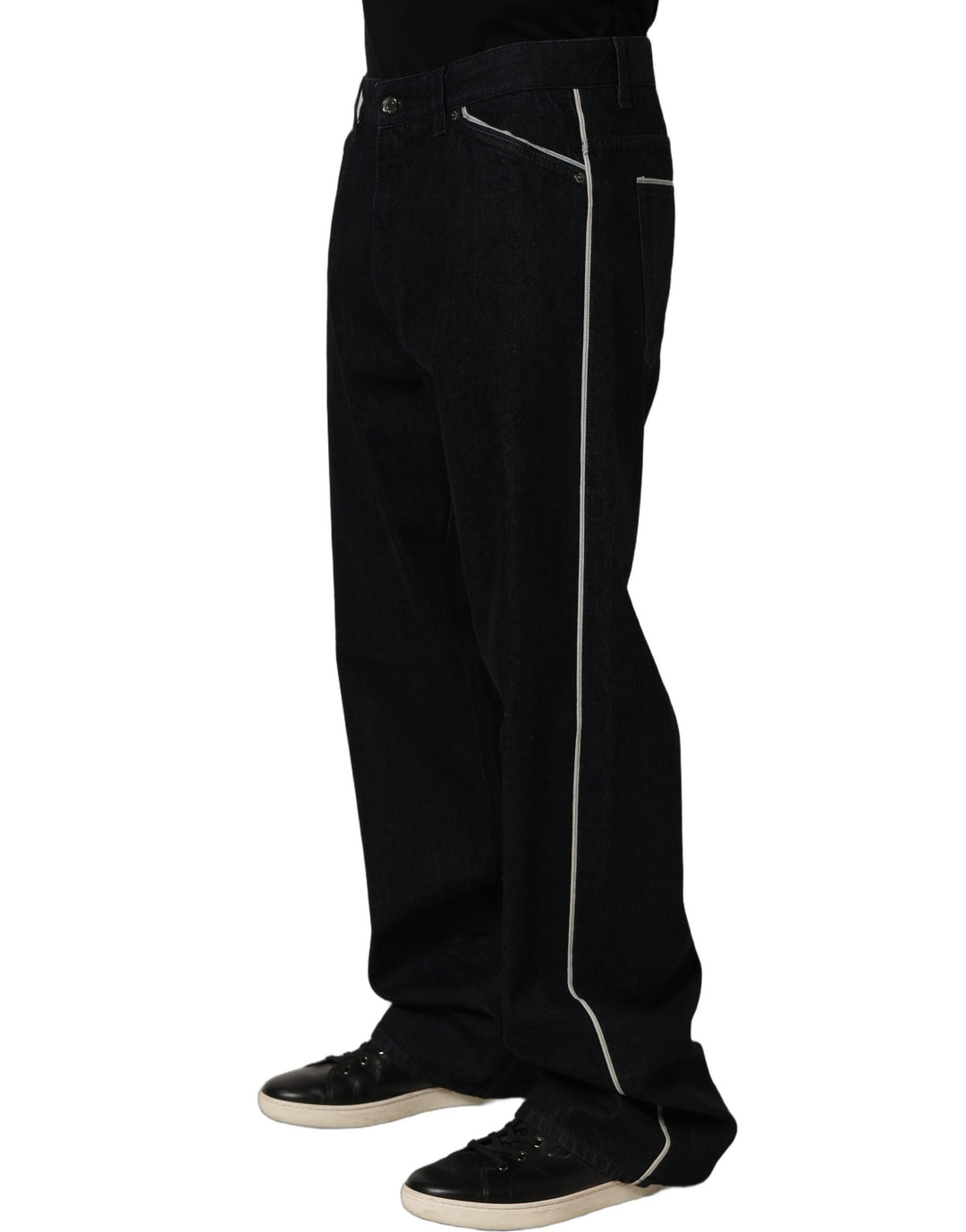 Dolce &amp; Gabbana Black Cotton Stretch Straight Men Denim Jeans