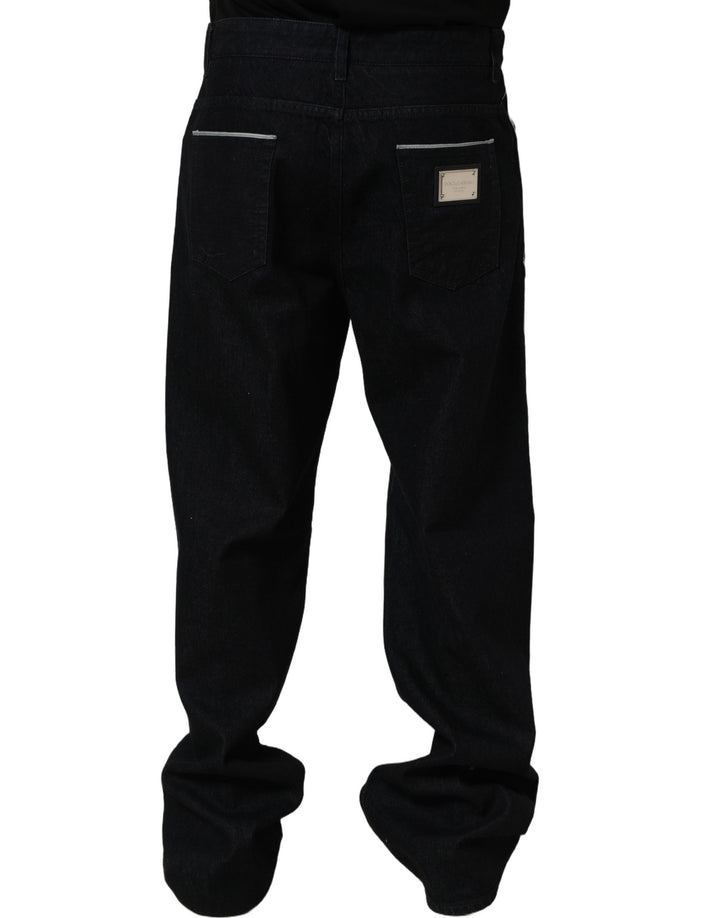 Dolce &amp; Gabbana Black Cotton Stretch Straight Men Denim Jeans