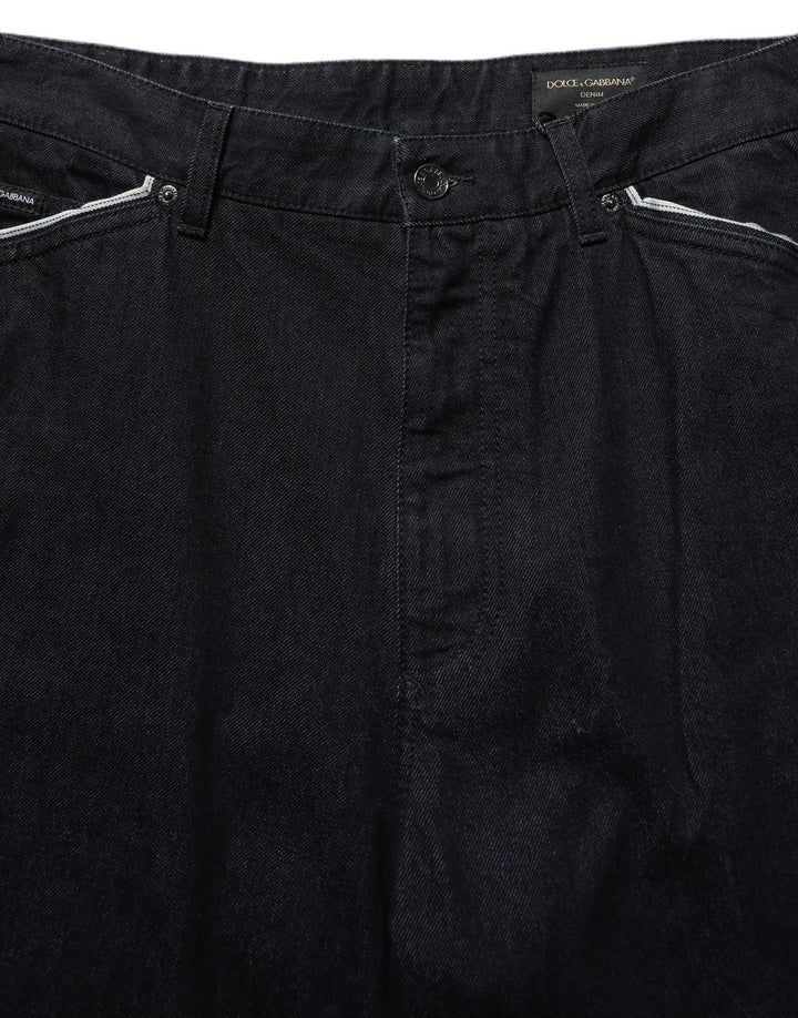 Dolce &amp; Gabbana Black Cotton Stretch Straight Men Denim Jeans