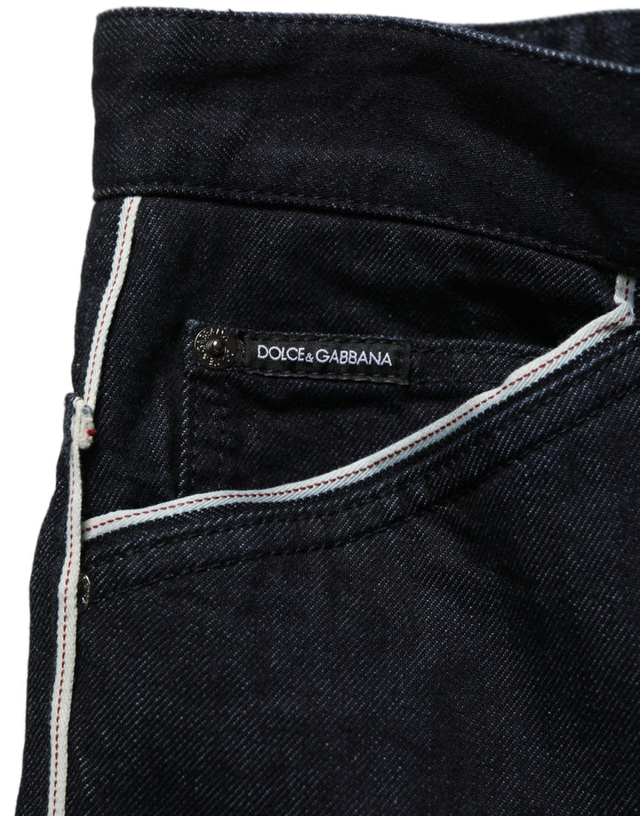 Dolce &amp; Gabbana Black Cotton Stretch Straight Men Denim Jeans