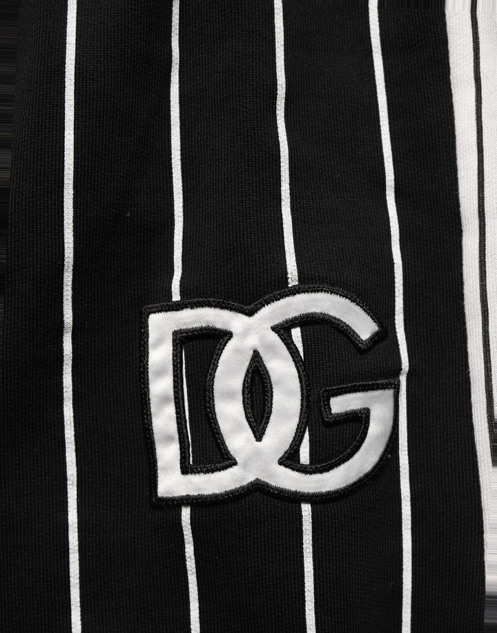 Dolce &amp; Gabbana Black Striped DG Patch Men Sweatpants Pants