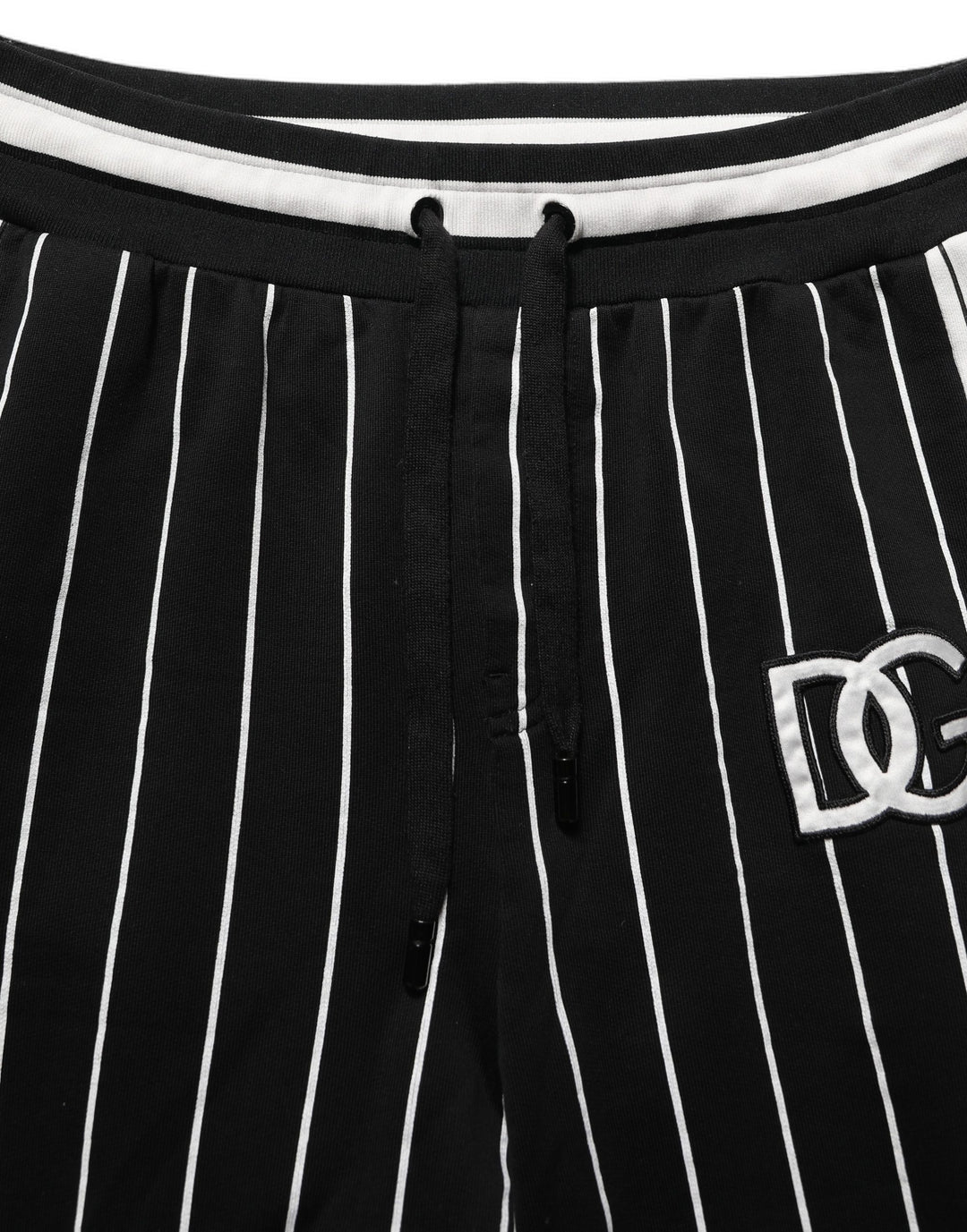 Dolce &amp; Gabbana Black Striped DG Patch Men Sweatpants Pants