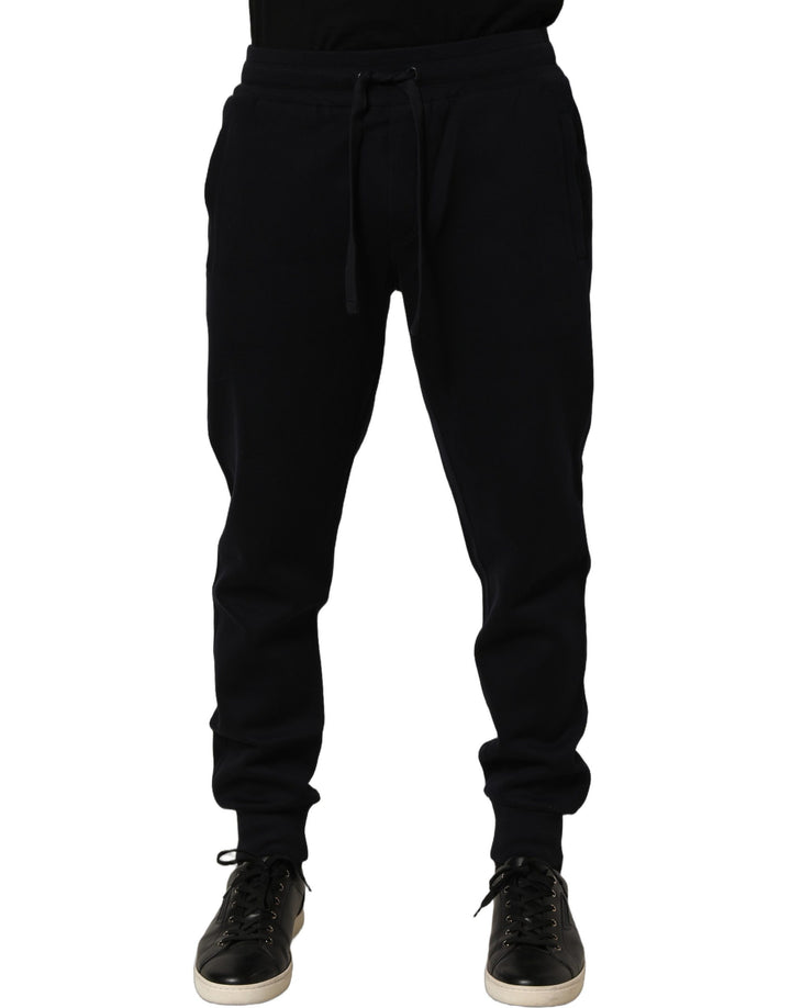 Dolce &amp; Gabbana Blue Cotton Drawstring Jogger Trouser Pants