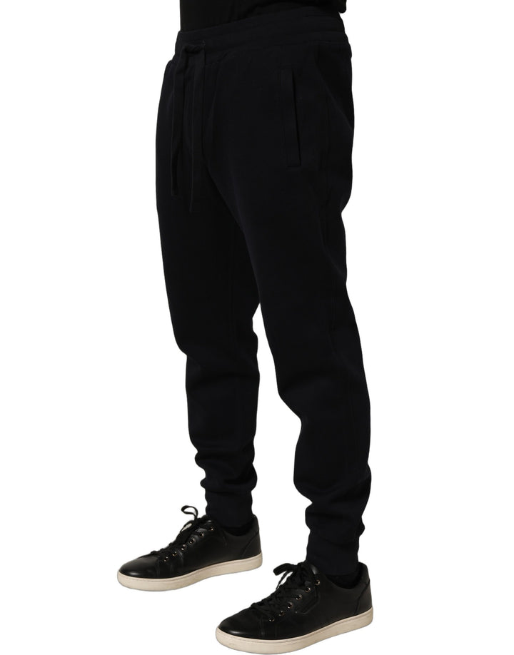 Dolce &amp; Gabbana Blue Cotton Drawstring Jogger Trouser Pants