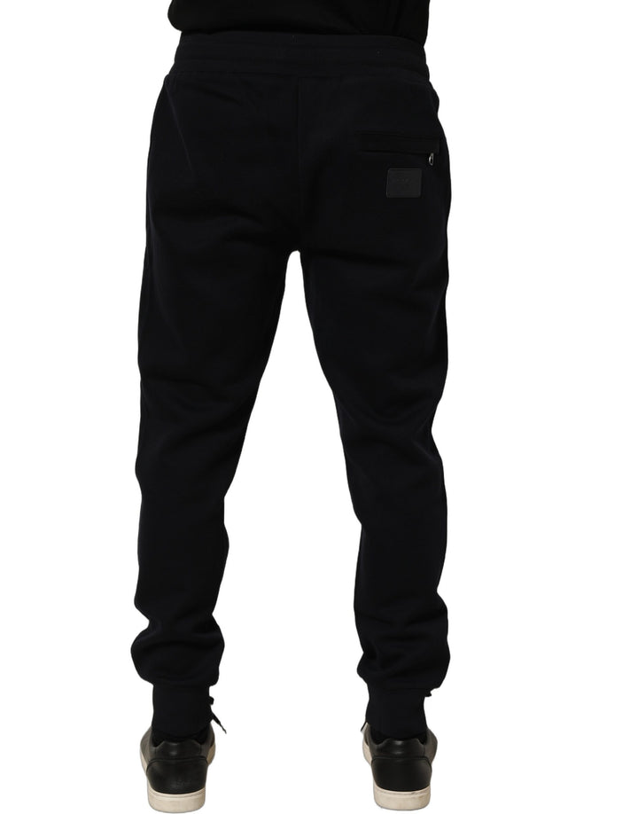 Dolce &amp; Gabbana Blue Cotton Drawstring Jogger Trouser Pants