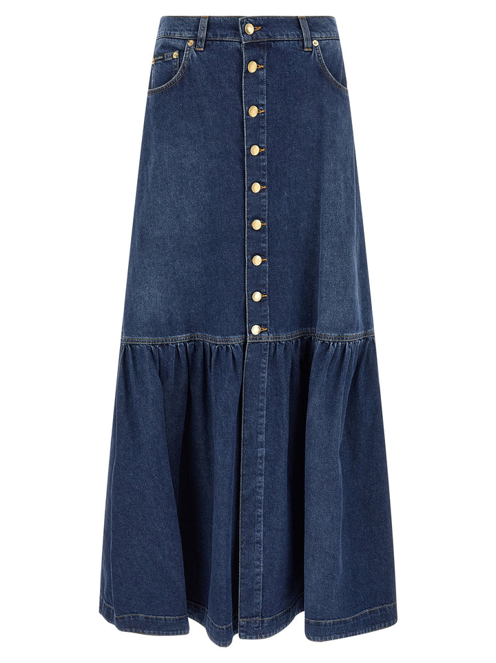 Dolce &amp; Gabbana Blue Cotton Mini Skirt