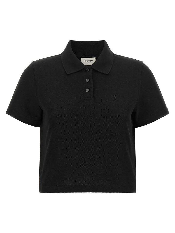 Saint Laurent Black Cotton Polo Shirt
