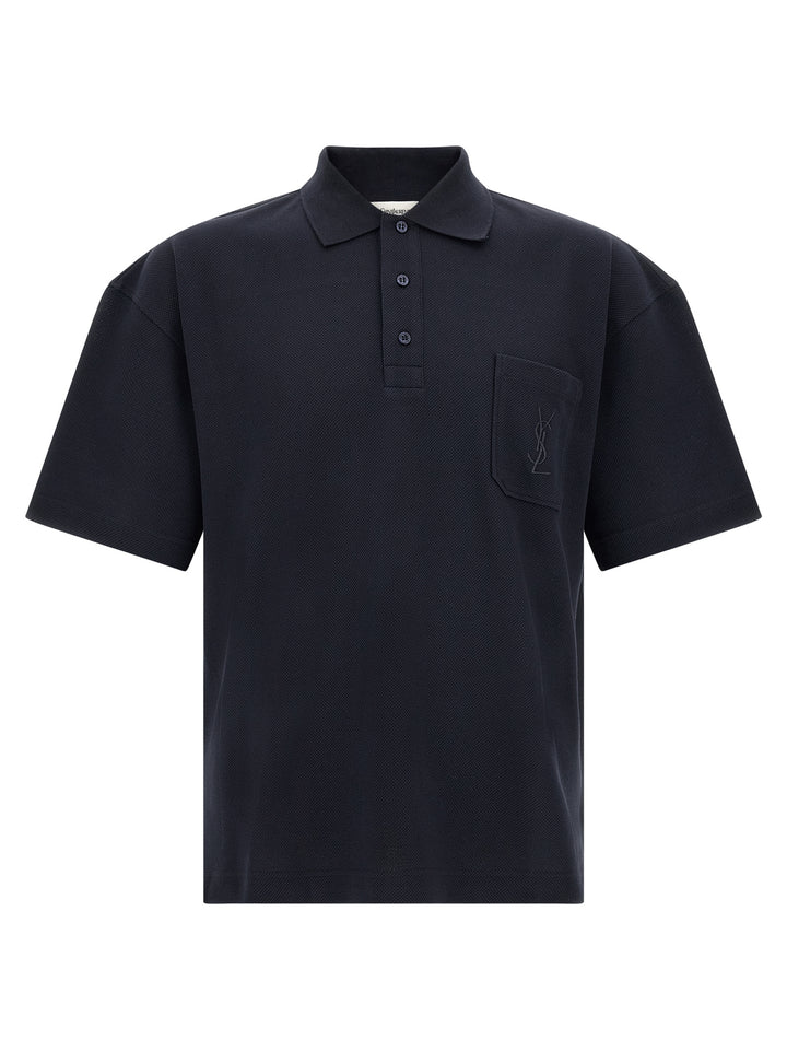 Saint Laurent Blue Cotton Polo Shirt
