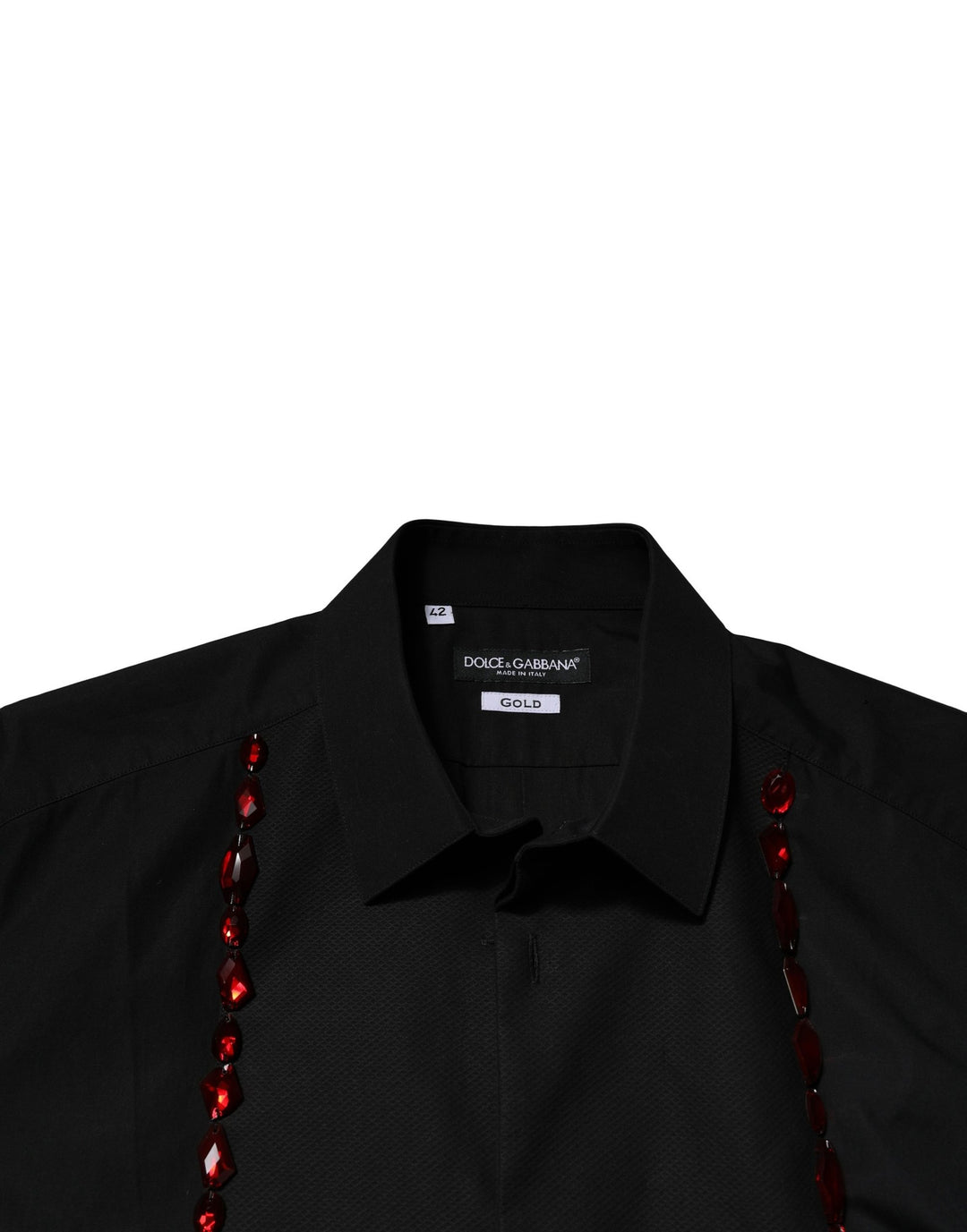 Dolce &amp; Gabbana Black Crystal Embellished GOLD Dress Shirt