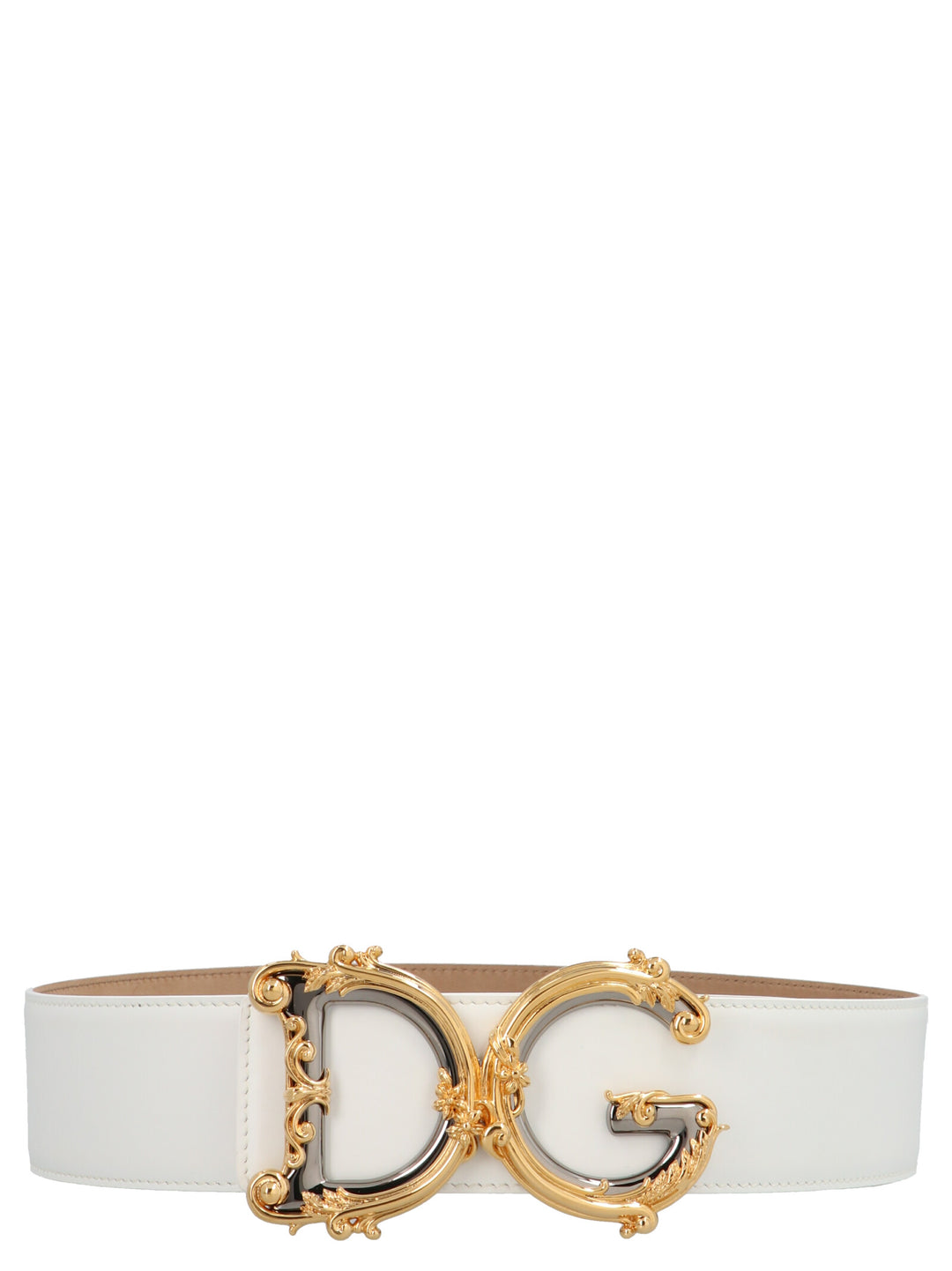 Dolce &amp; Gabbana White Calfskin High-Waist Belt