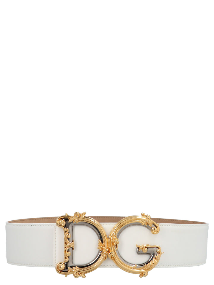 Dolce &amp; Gabbana White Calfskin High-Waist Belt