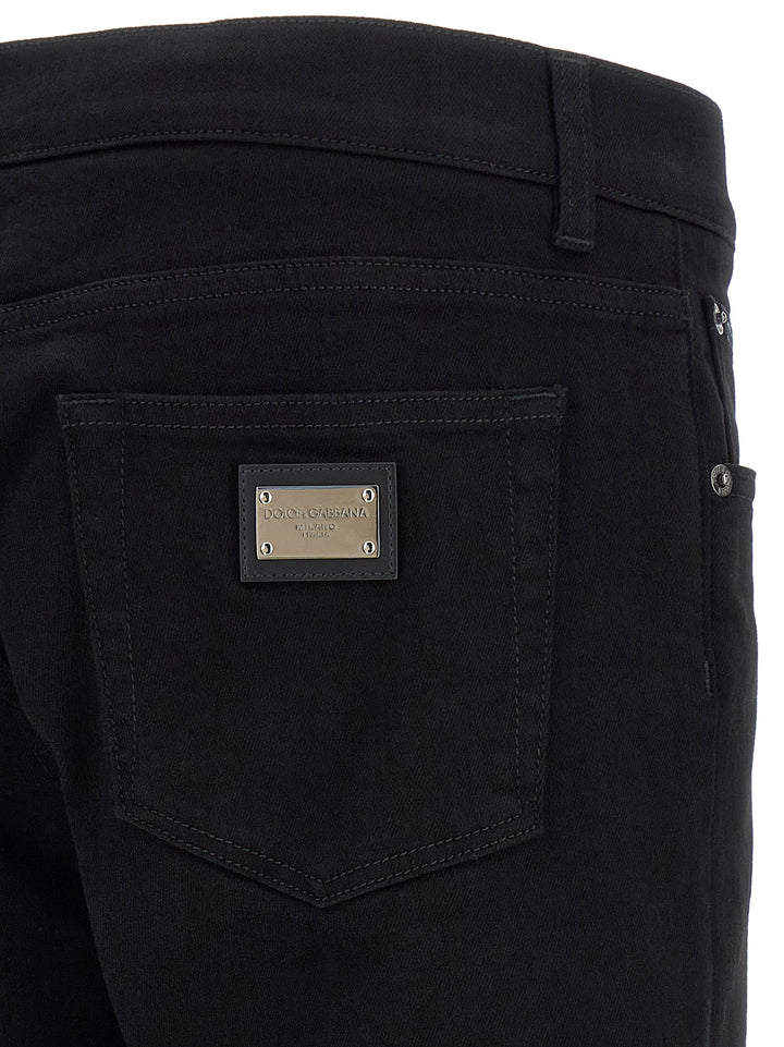 Dolce &amp; Gabbana Black Cotton Slim Fit Jeans