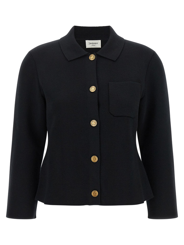 Saint Laurent Black Wool Cardigan