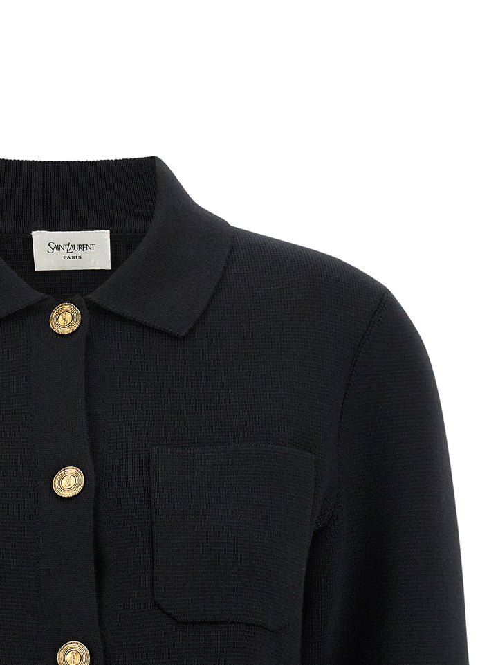 Saint Laurent Black Wool Cardigan