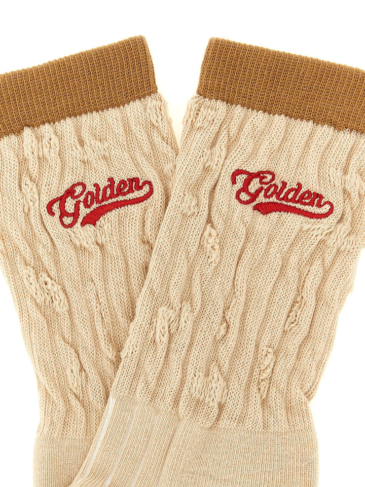 Golden Goose Beige Cotton Socks