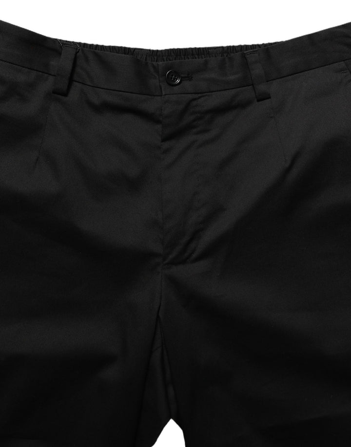 Dolce &amp; Gabbana Black Cotton Mid Waist Men Bermuda Shorts