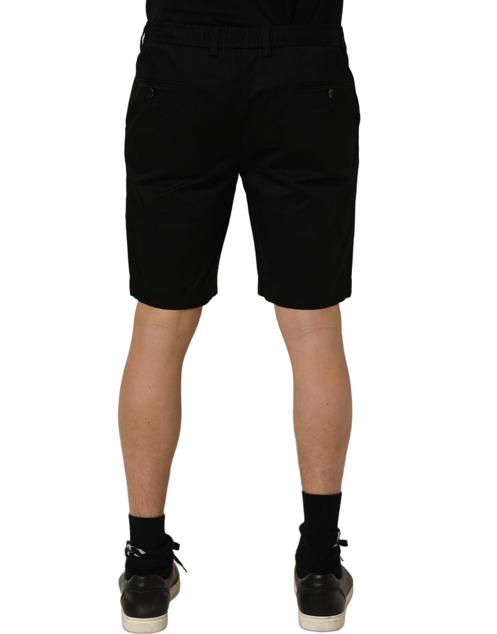 Dolce &amp; Gabbana Black Cotton Mid Waist Men Bermuda Shorts
