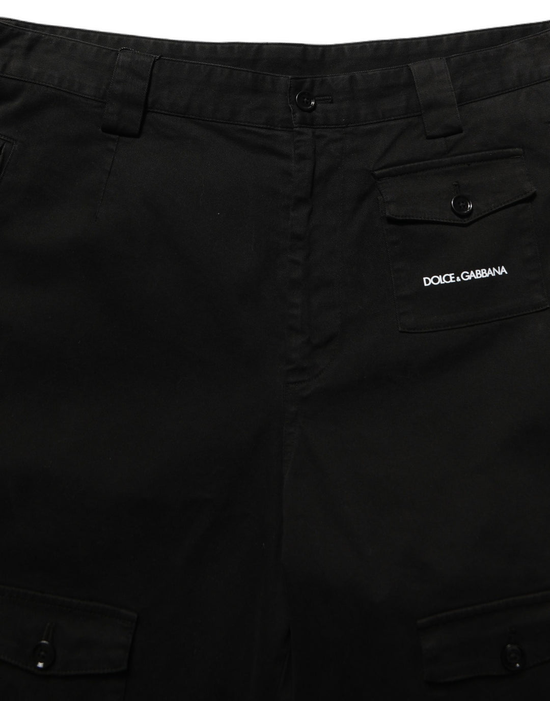 Dolce &amp; Gabbana Black Cotton Mid Waist Men Cargo Shorts