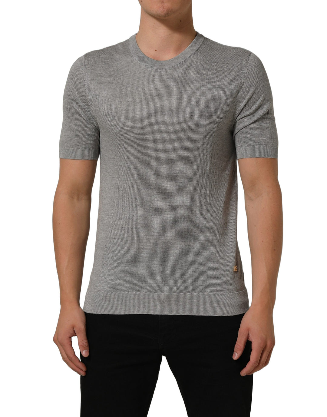 Dolce &amp; Gabbana Gray Silk Crew Neck Short Sleeves T-shirt
