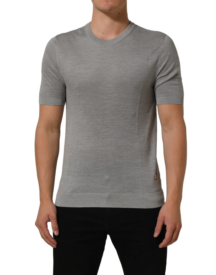 Dolce &amp; Gabbana Gray Silk Crew Neck Short Sleeves T-shirt