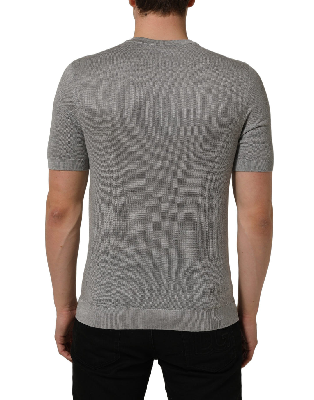 Dolce &amp; Gabbana Gray Silk Crew Neck Short Sleeves T-shirt