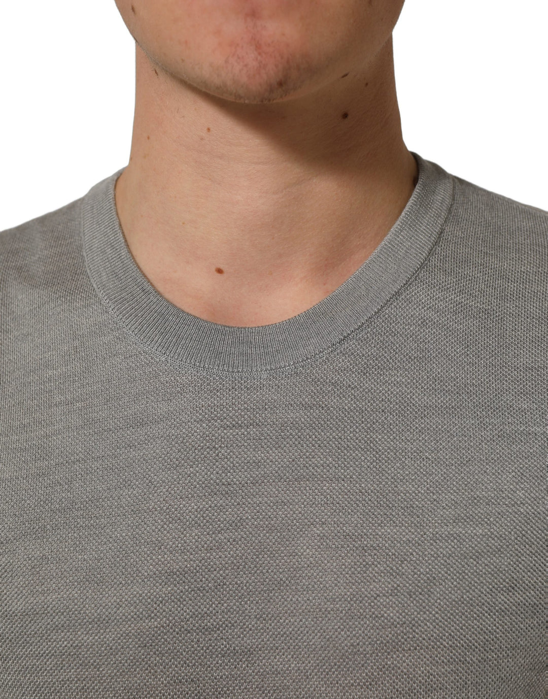 Dolce &amp; Gabbana Gray Silk Crew Neck Short Sleeves T-shirt