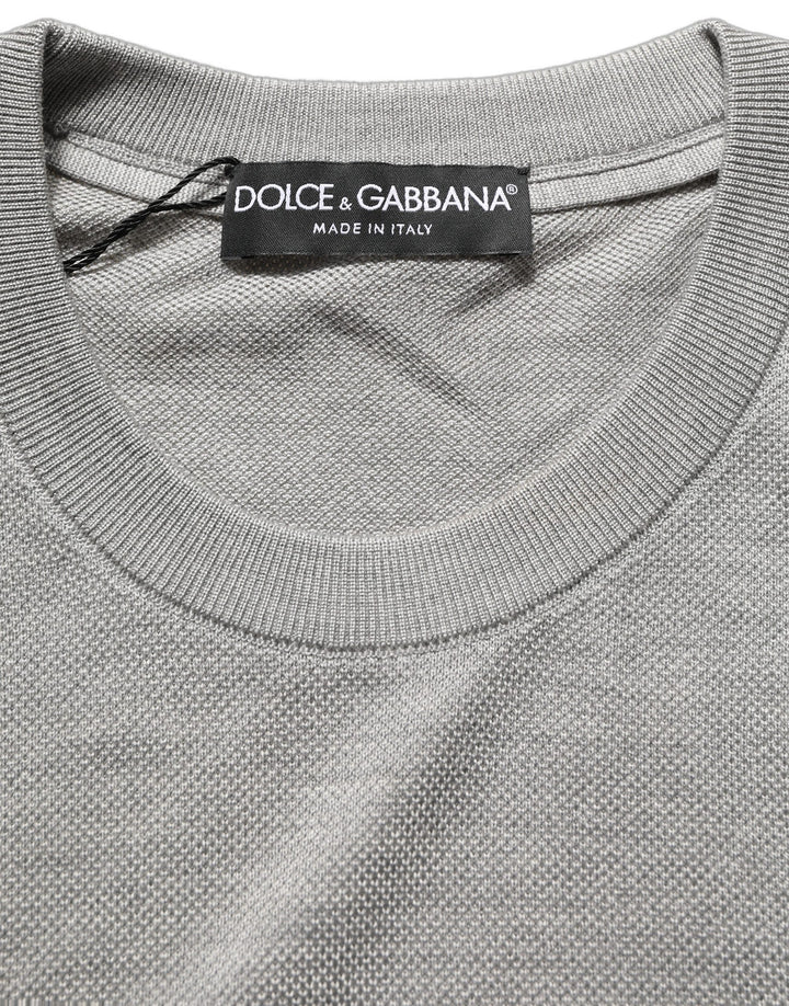 Dolce &amp; Gabbana Gray Silk Crew Neck Short Sleeves T-shirt