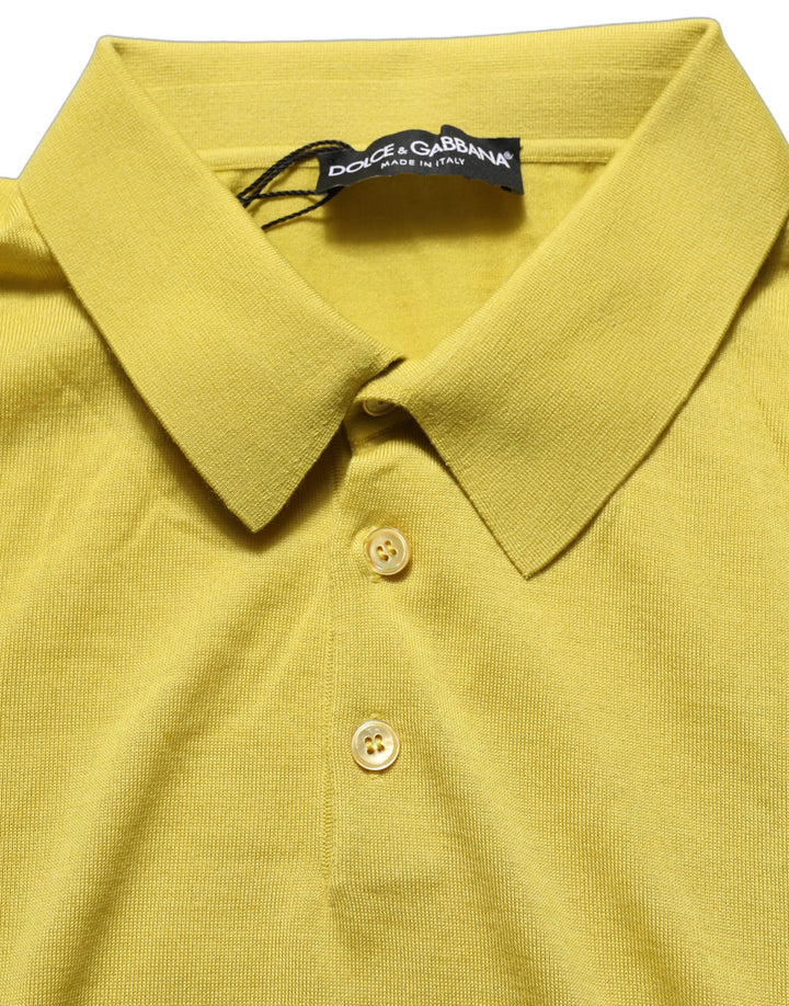 Dolce &amp; Gabbana Yellow Cashmere Short Sleeves Polo T-shirt