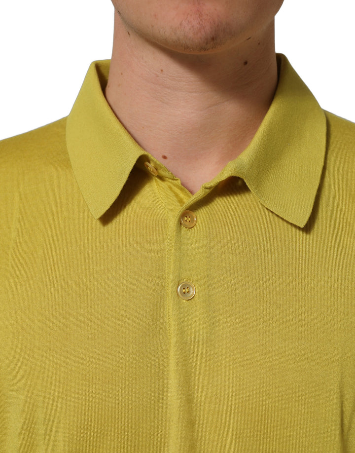 Dolce &amp; Gabbana Yellow Cashmere Short Sleeves Polo T-shirt