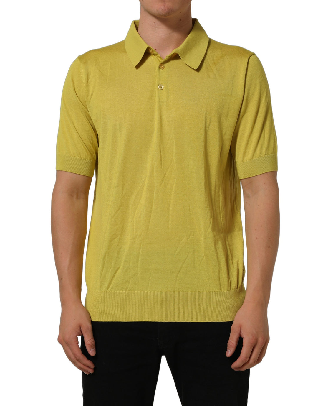 Dolce &amp; Gabbana Yellow Cashmere Short Sleeves Polo T-shirt