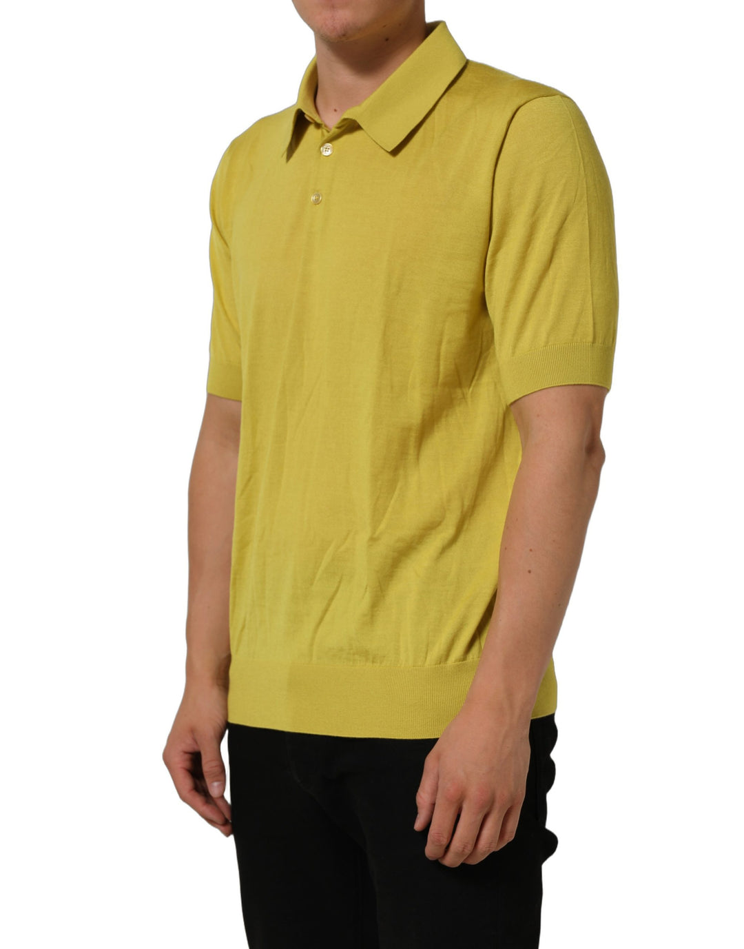 Dolce &amp; Gabbana Yellow Cashmere Short Sleeves Polo T-shirt