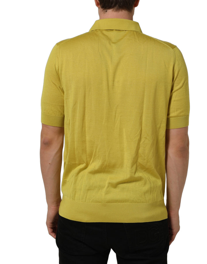 Dolce &amp; Gabbana Yellow Cashmere Short Sleeves Polo T-shirt