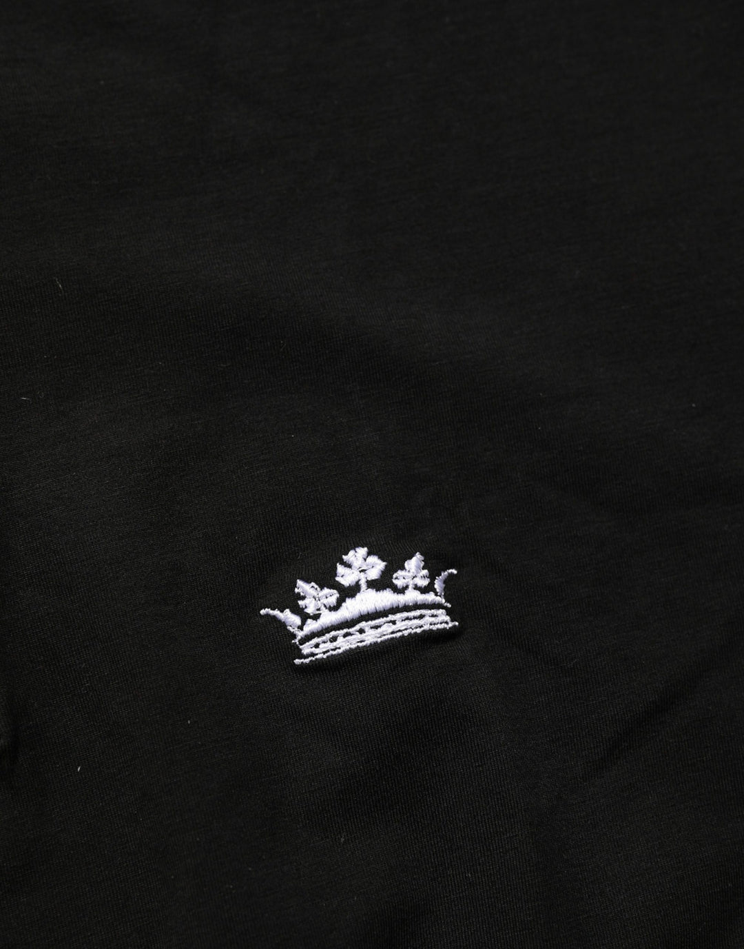 Dolce &amp; Gabbana Black Crown Short Sleeved Henley Men T-shirt