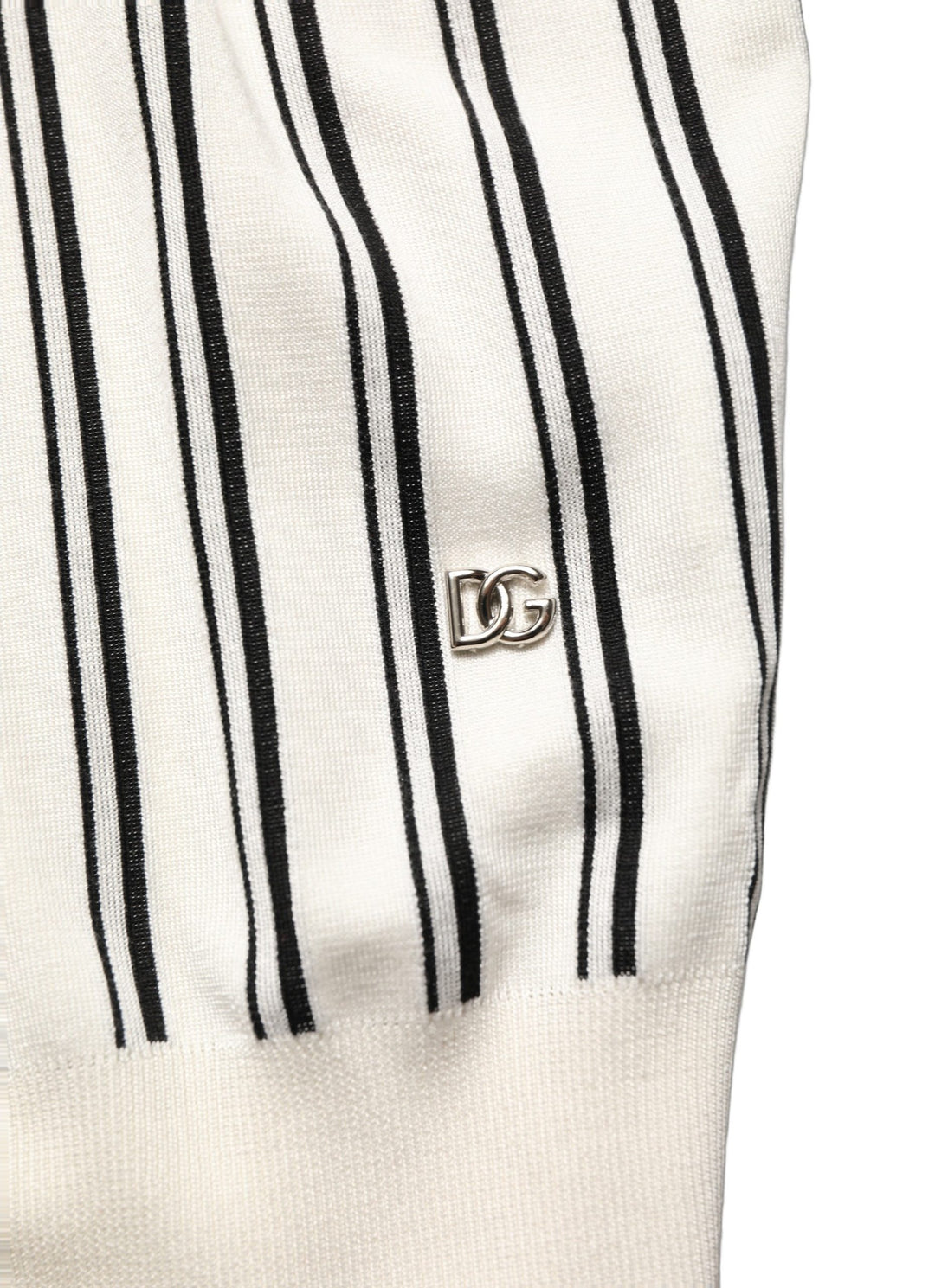 Dolce &amp; Gabbana White Black Stripe Collared Polo T-shirt