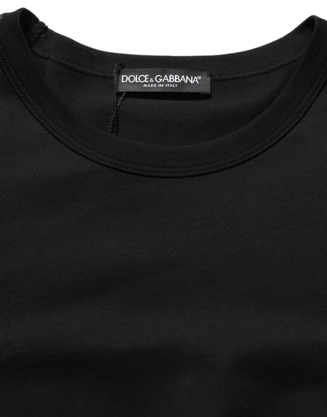 Dolce &amp; Gabbana Black Cotton Crew Neck Short Sleeve T-shirt