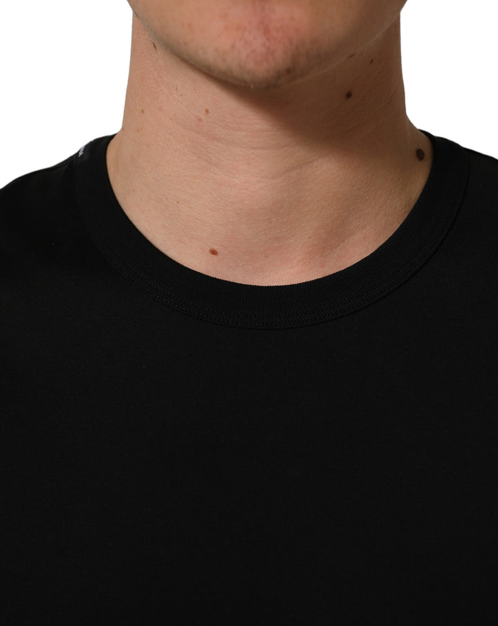 Dolce &amp; Gabbana Black Cotton Crew Neck Short Sleeve T-shirt