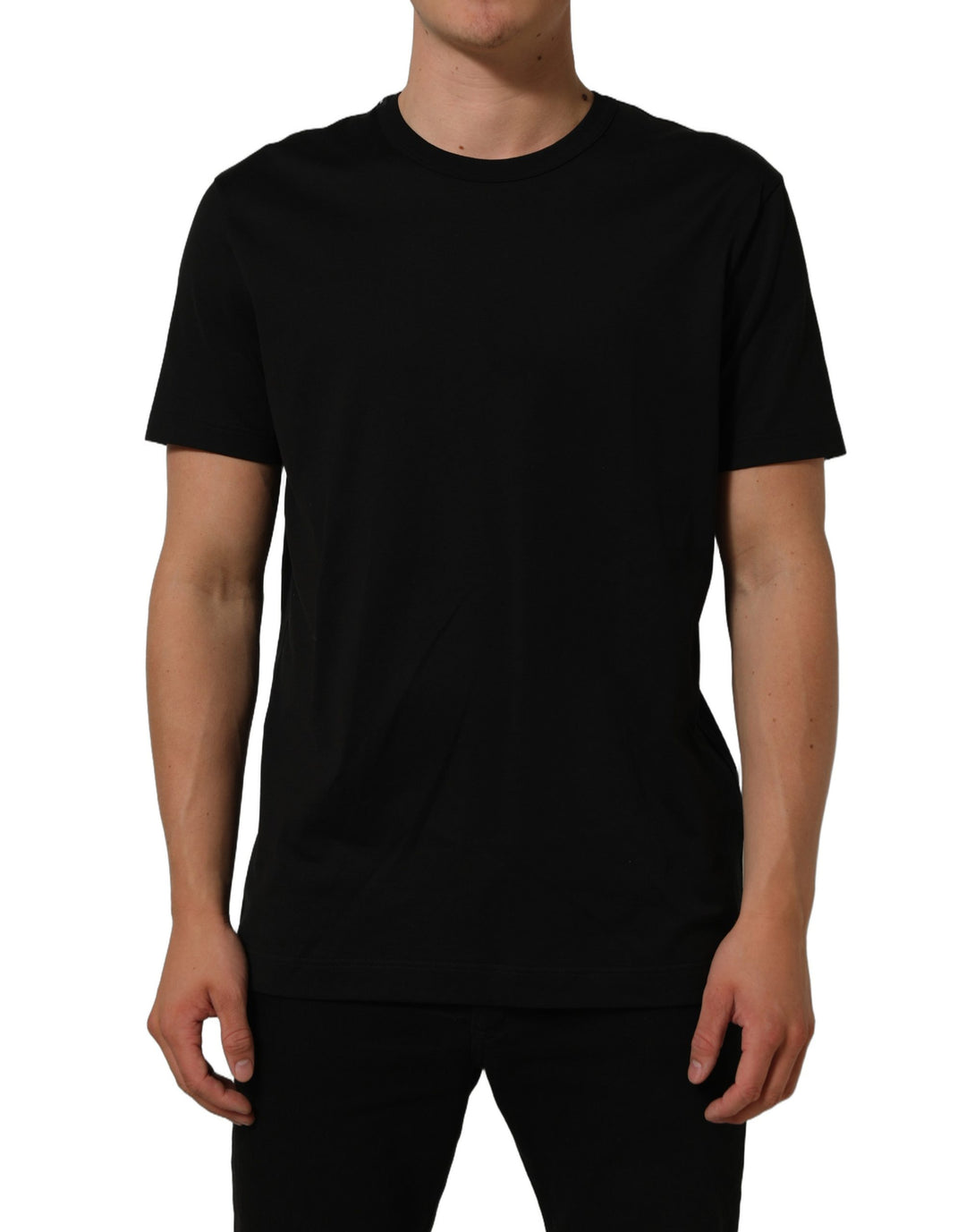 Dolce &amp; Gabbana Black Cotton Crew Neck Short Sleeve T-shirt