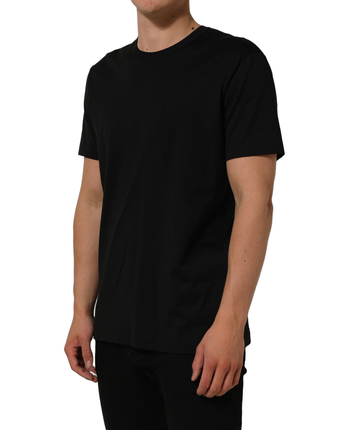 Dolce &amp; Gabbana Black Cotton Crew Neck Short Sleeve T-shirt
