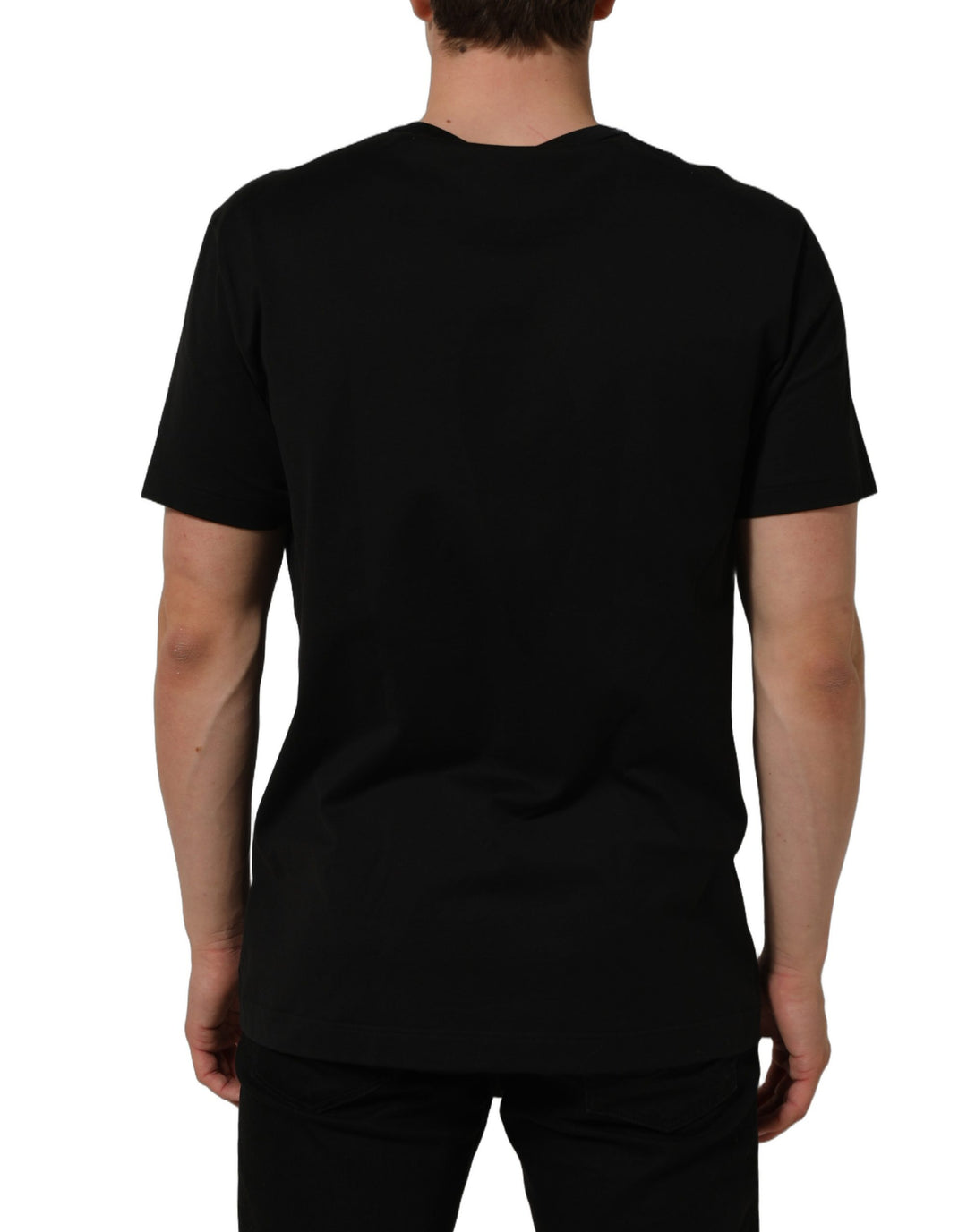 Dolce &amp; Gabbana Black Cotton Crew Neck Short Sleeve T-shirt