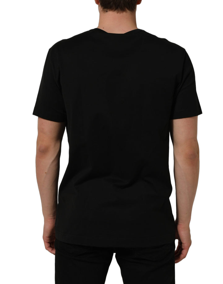 Dolce &amp; Gabbana Black Cotton Crew Neck Short Sleeve T-shirt